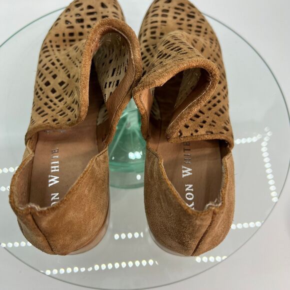 Ron White Ankle Slip on Bootie Brown Suede Leather perforated - Picture 10 of 12